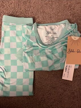 Kids Mint Checkerboard Pajama Set